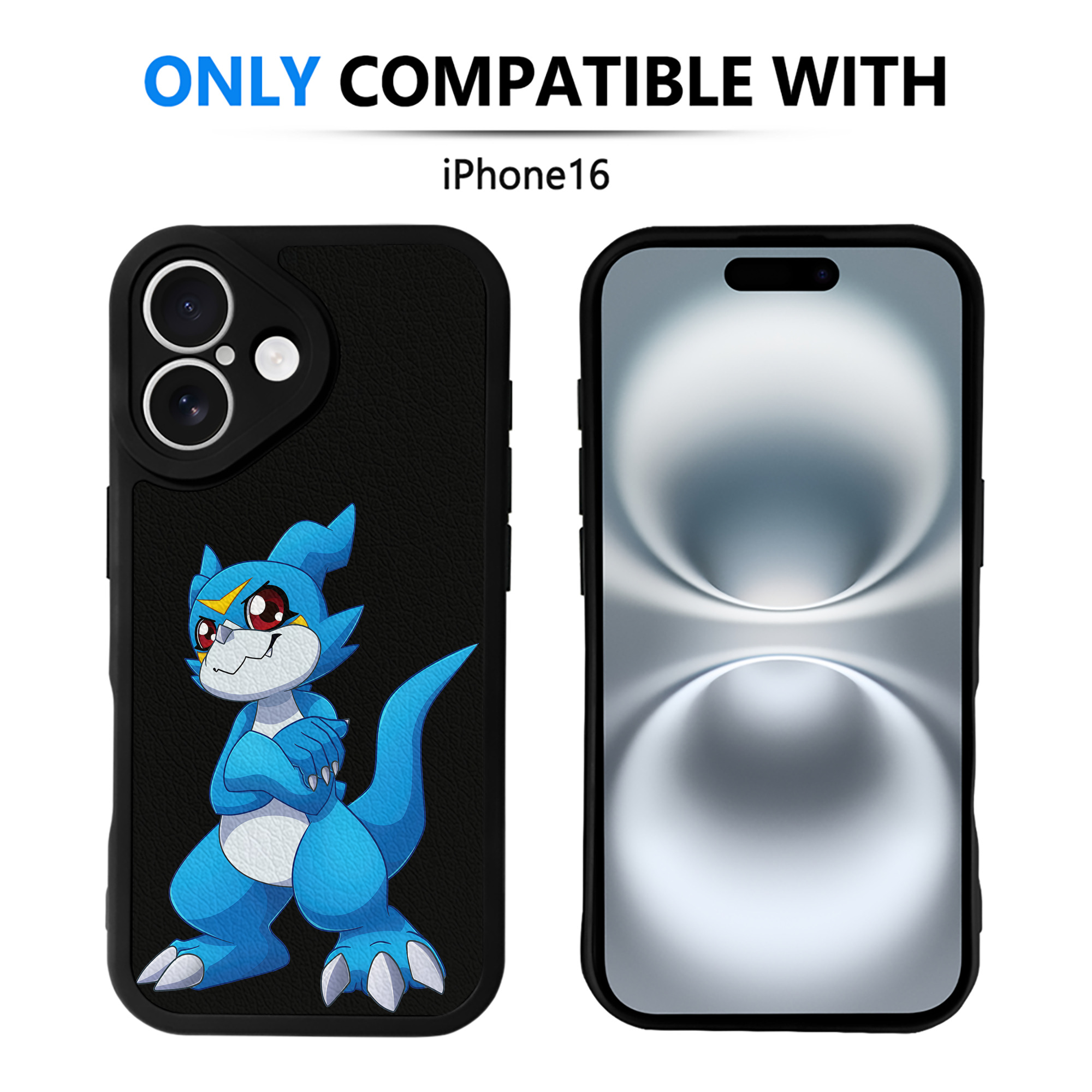 （画像用） Digimon デジタルモンスター/デジモン 【iPhone 16シリーズ対応】シリコンスマホケース（レザー調） 材質：シリコン